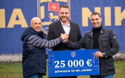 Vuković uručio donaciju FK Čelik u iznosu od 25 hiljada eura